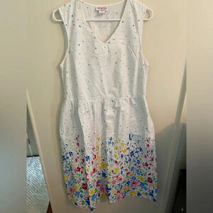 LANZ of Salzburg Confetti Floral Dress Scottie MIDI Length Pockets Sz M